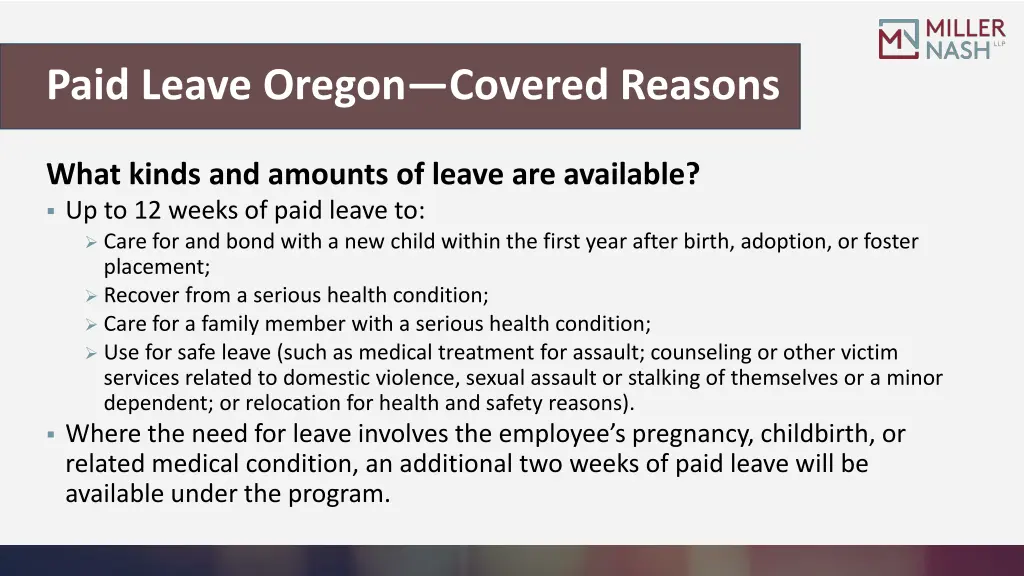 paid leave oregon covered reasons