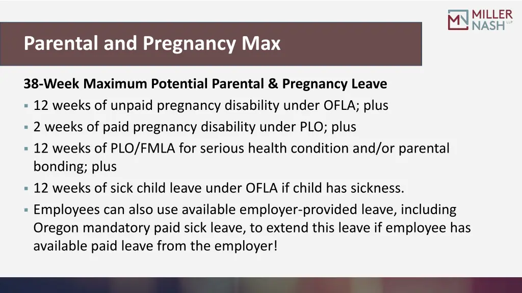 parental and pregnancy max