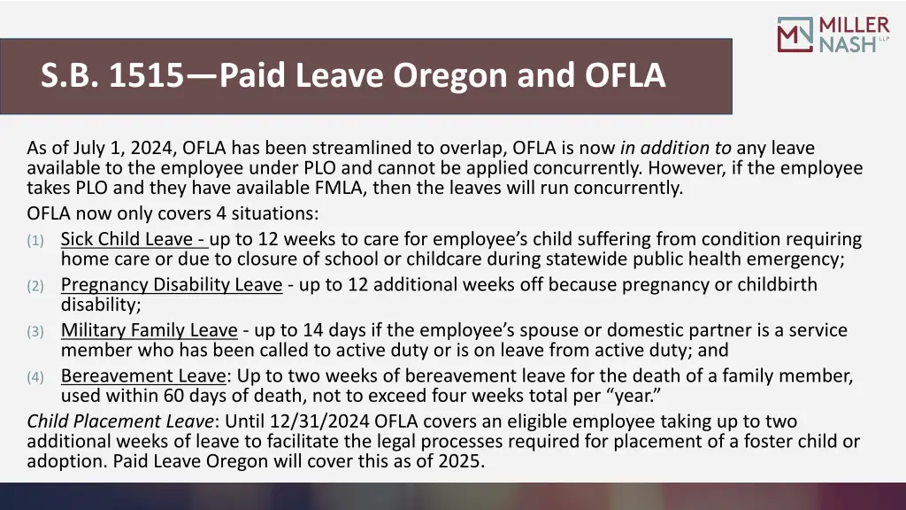 s b 1515 paid leave oregon and ofla