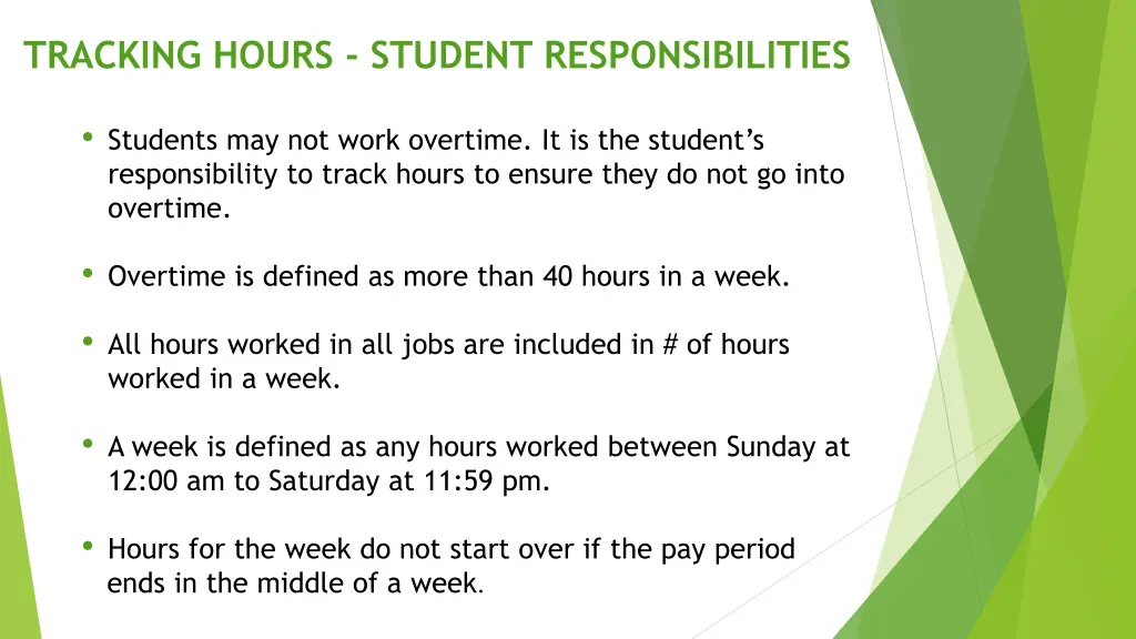 tracking hours student responsibilities