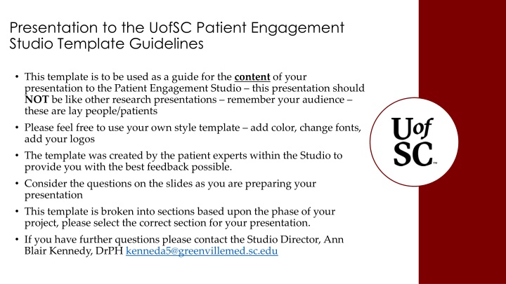 presentation to the uofsc patient engagement