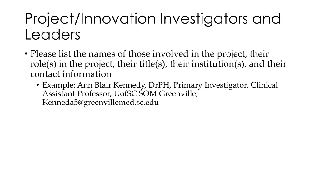 project innovation investigators and leaders 1