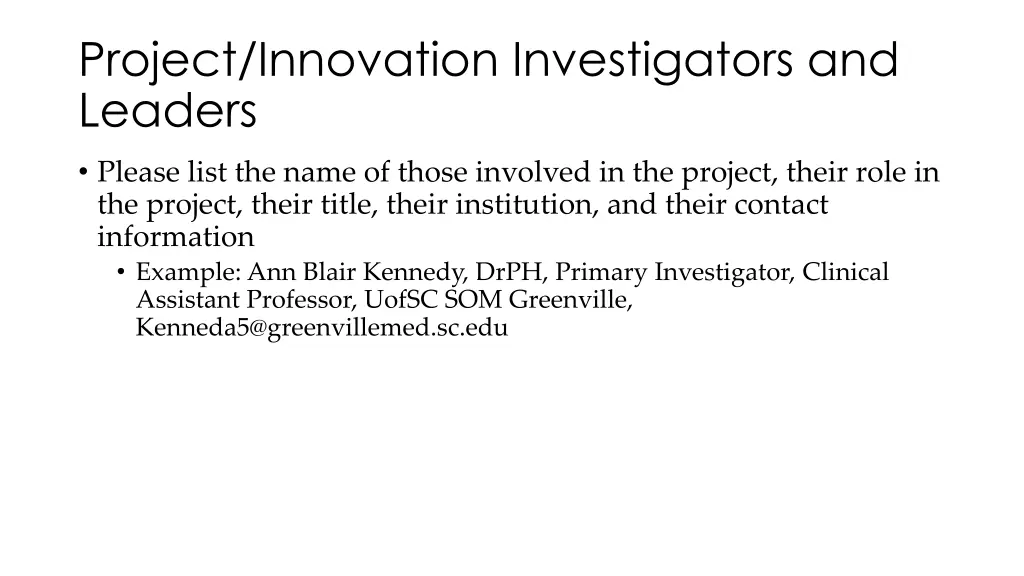 project innovation investigators and leaders 2