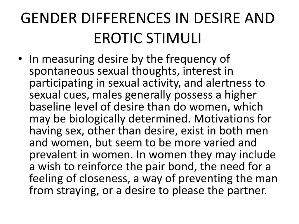 gender differences in desire and erotic stimuli