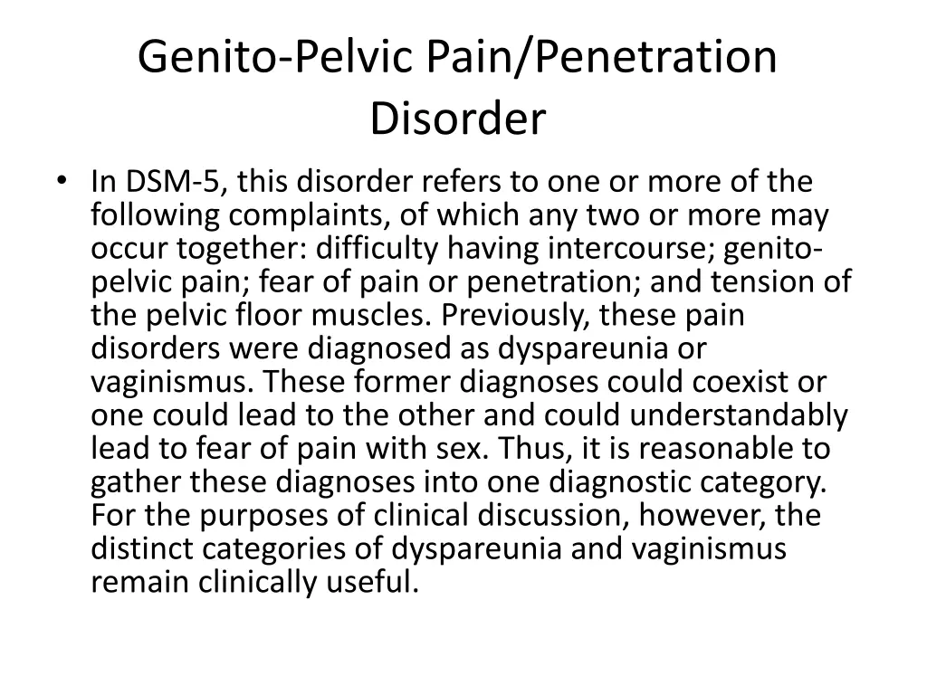 genito pelvic pain penetration disorder