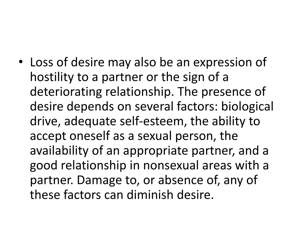 loss of desire may also be an expression