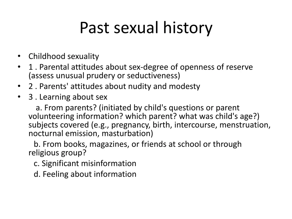past sexual history