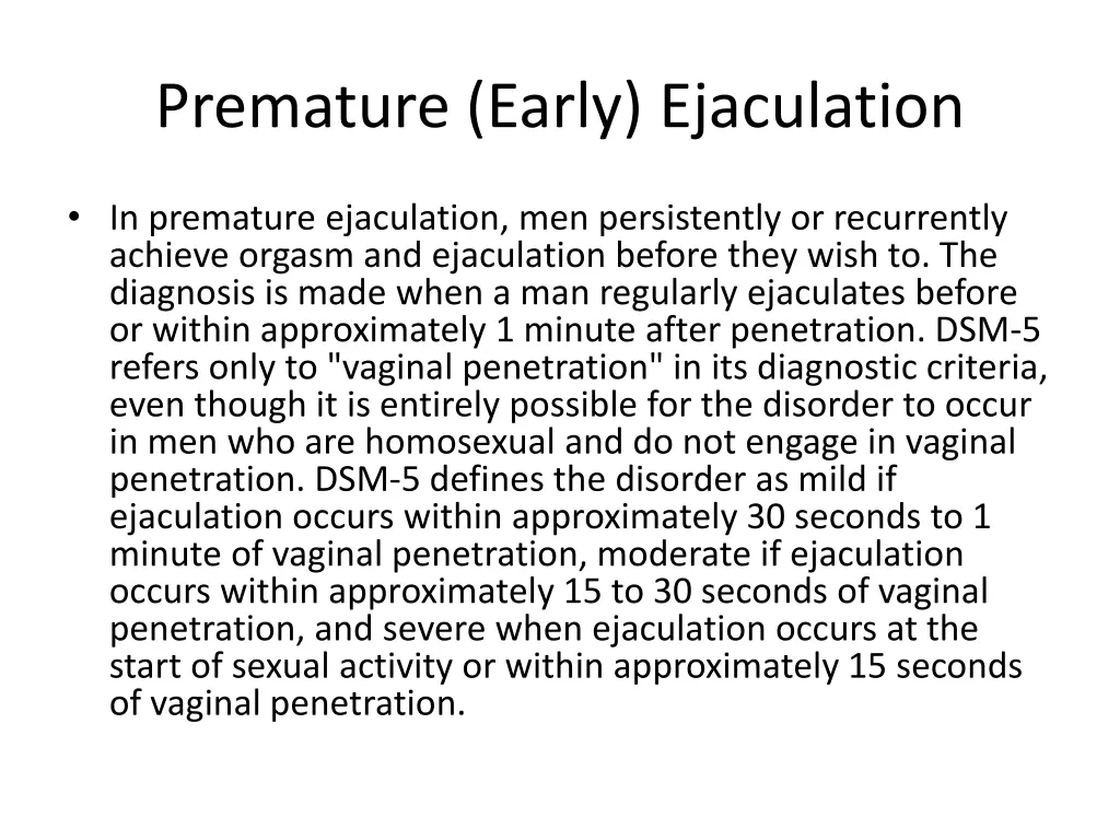 premature early ejaculation