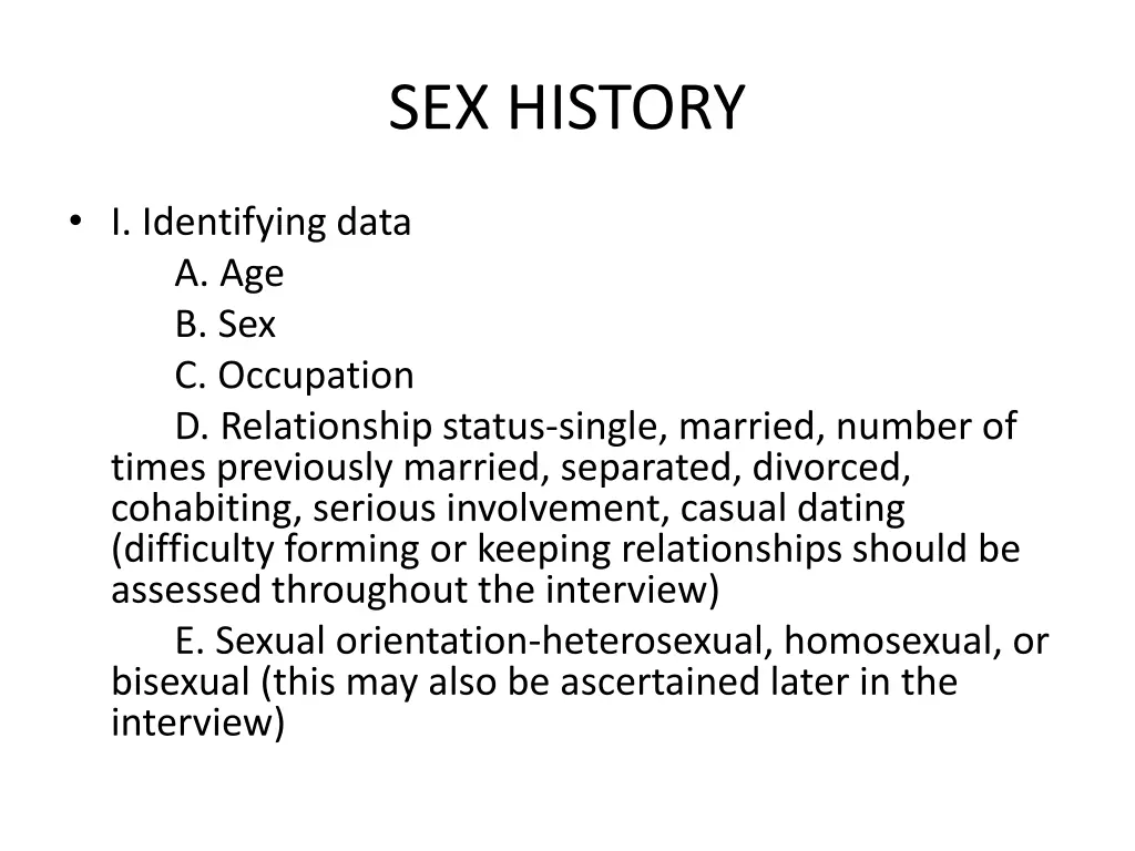 sex history