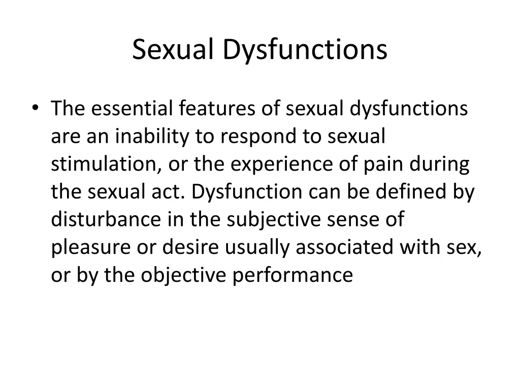 sexual dysfunctions
