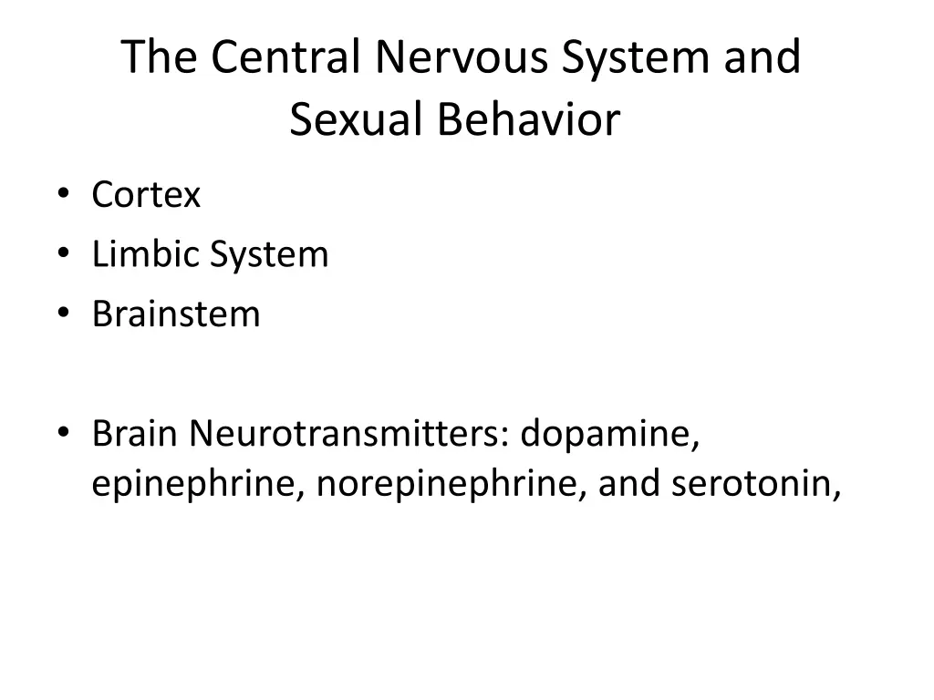 the central nervous system and sexual behavior