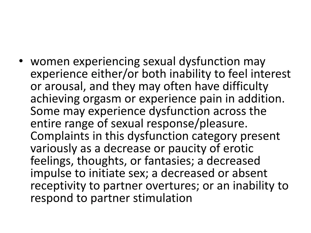 women experiencing sexual dysfunction