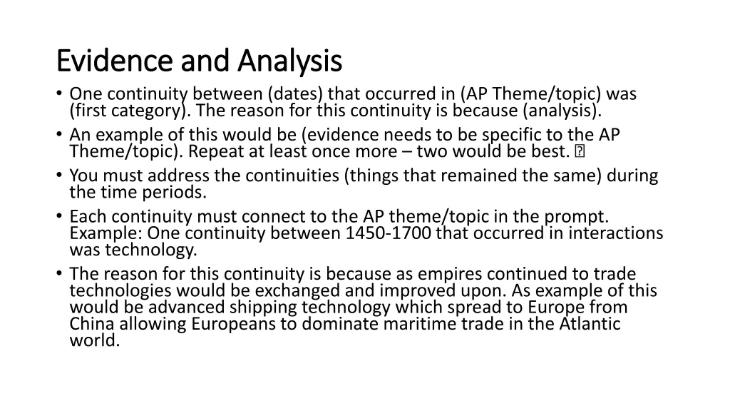 evidence and analysis evidence and analysis