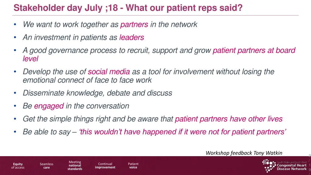 stakeholder day july 18 what our patient reps said