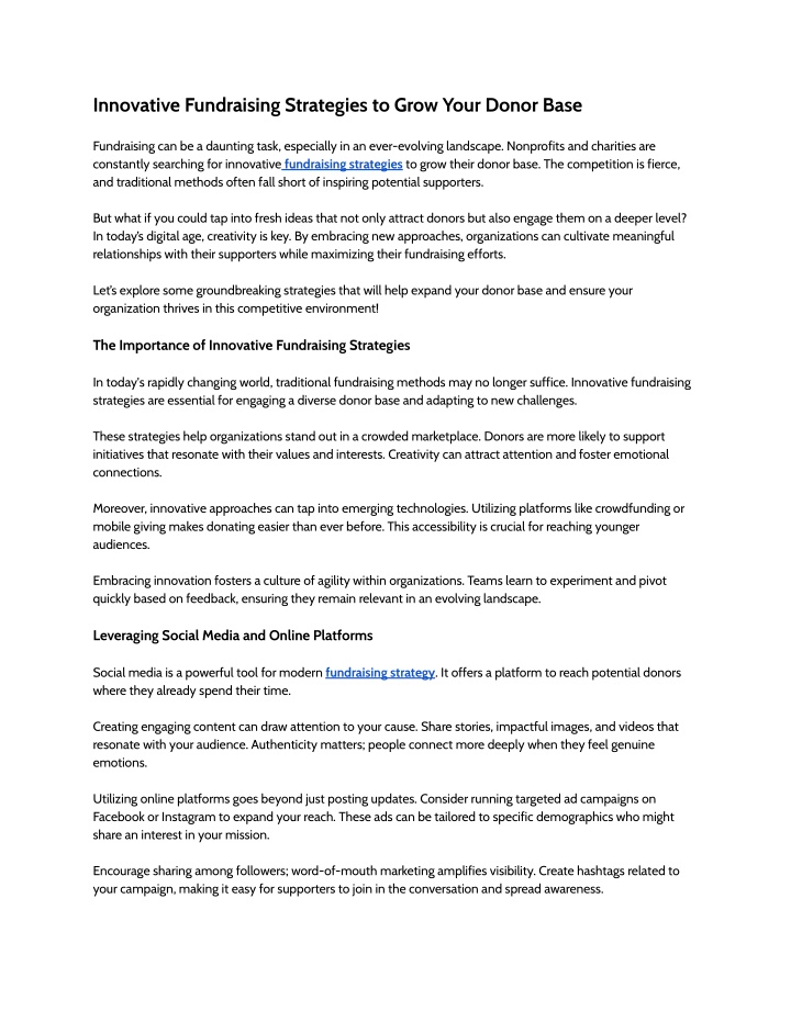 innovative fundraising strategies to grow your