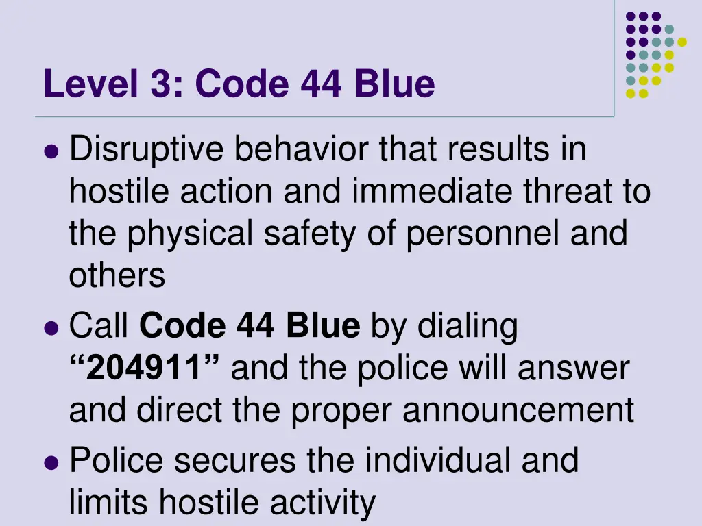 level 3 code 44 blue