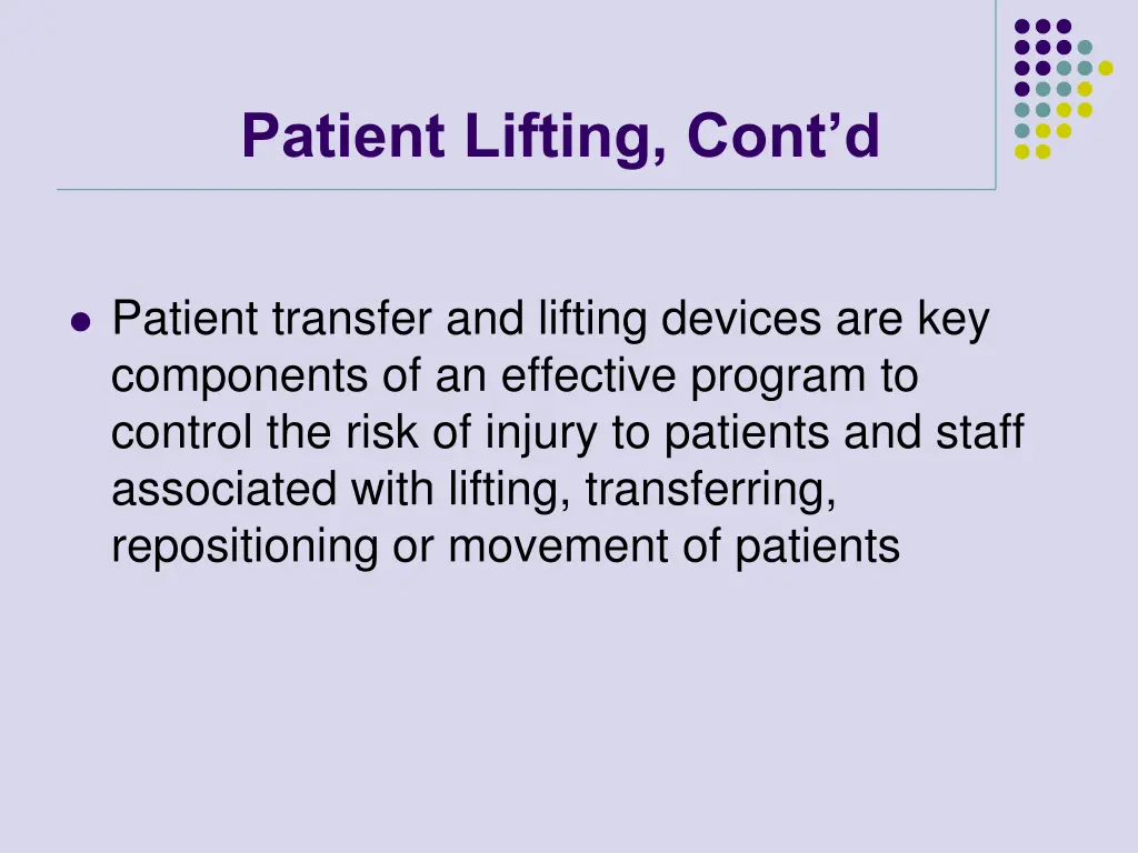 patient lifting cont d