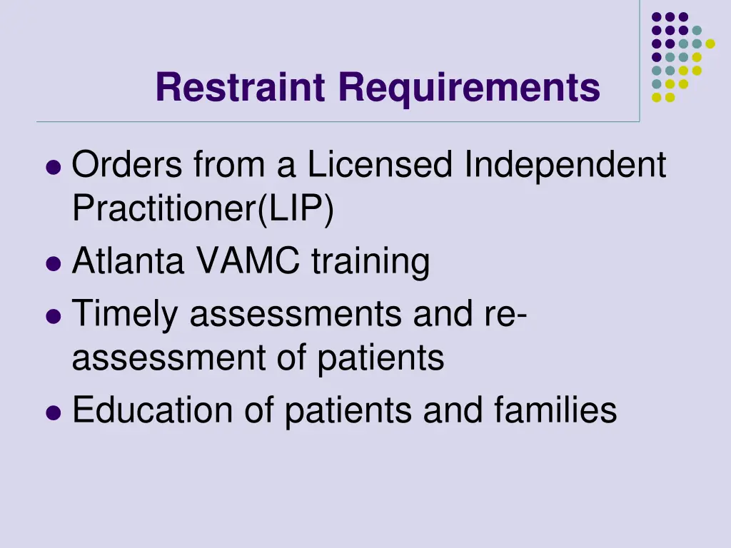 restraint requirements