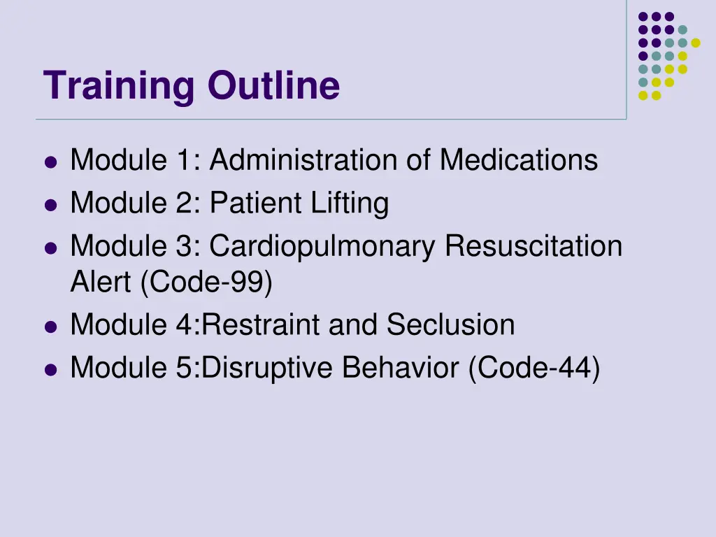 training outline
