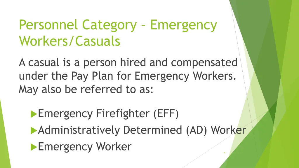 personnel category emergency workers casuals