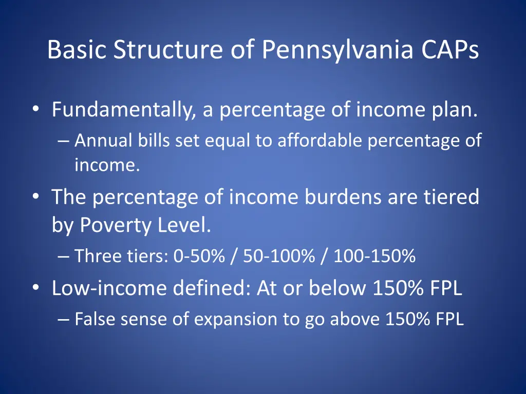 basic structure of pennsylvania caps