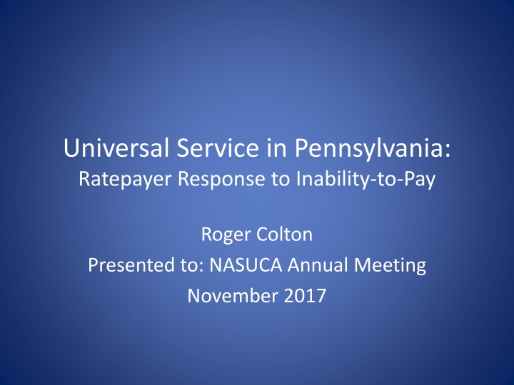universal service in pennsylvania ratepayer