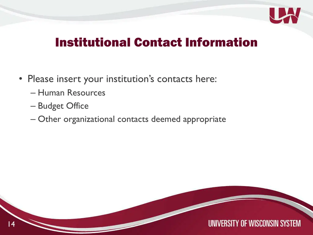 institutional contact information
