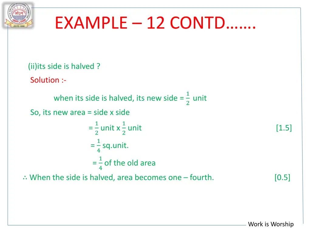 example 12 contd