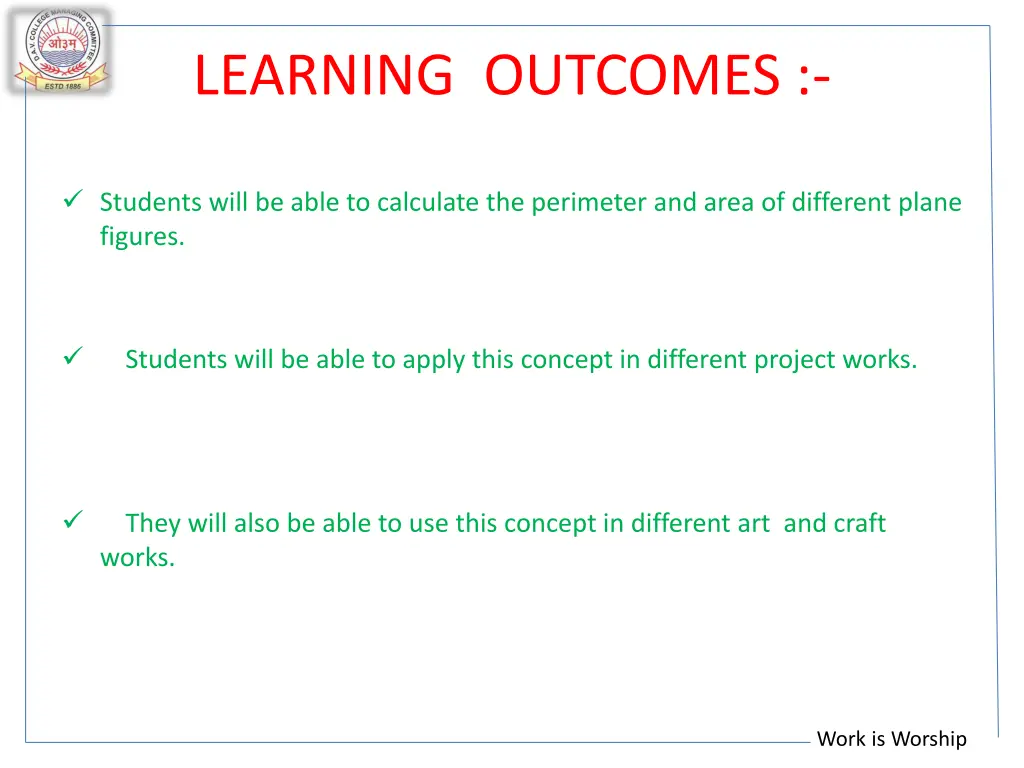 learning outcomes