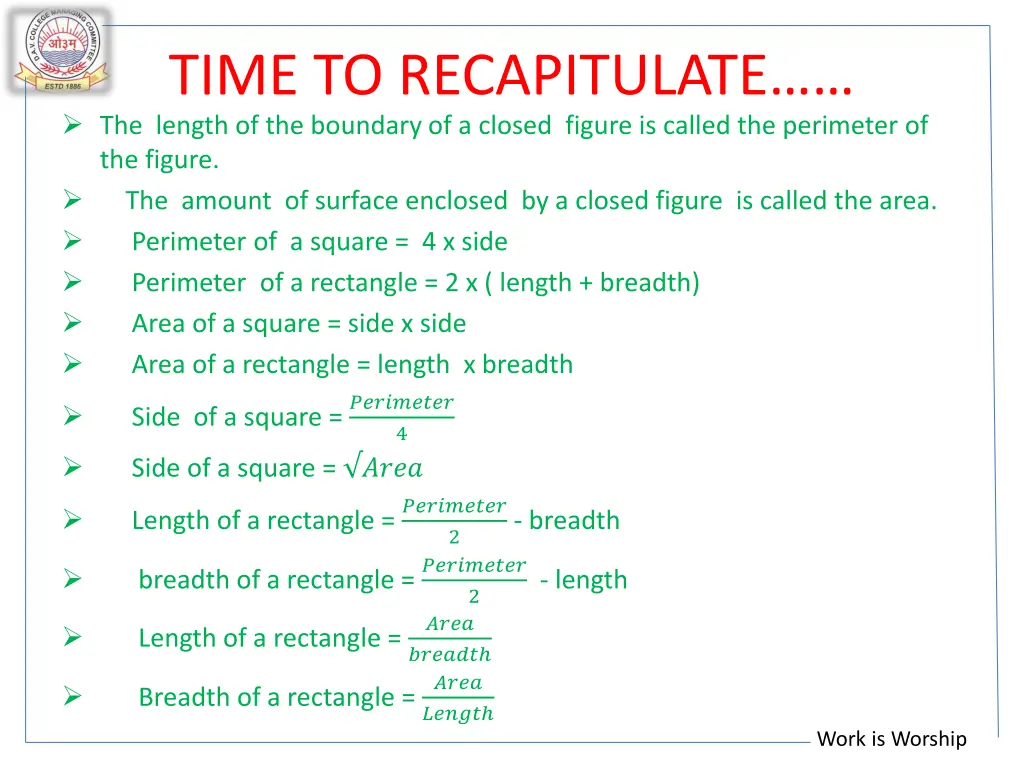 time to recapitulate the length of the boundary