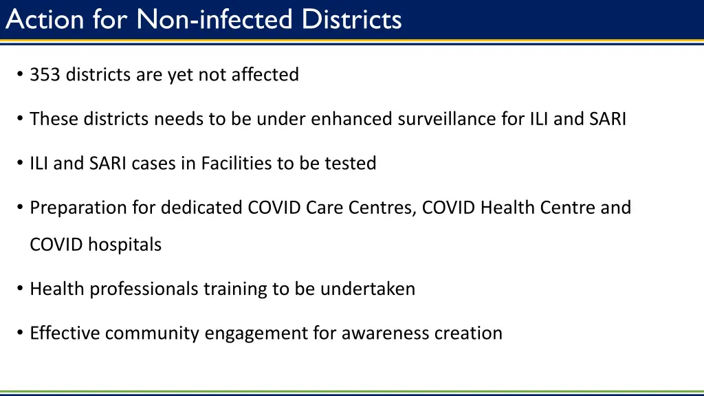 action for non infected districts