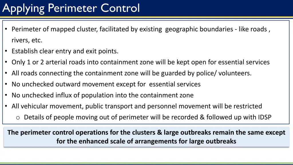 applying perimeter control