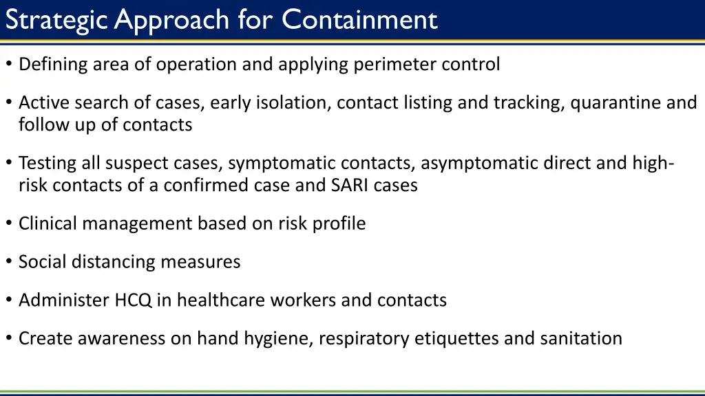 strategic approach for containment