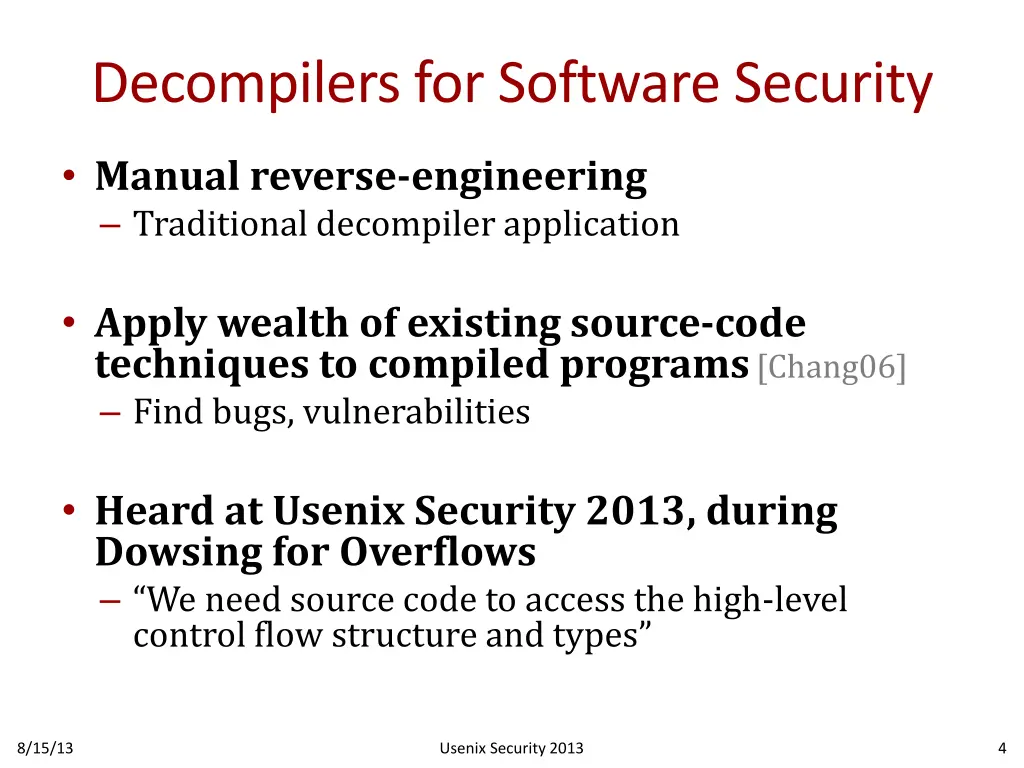 decompilers for software security