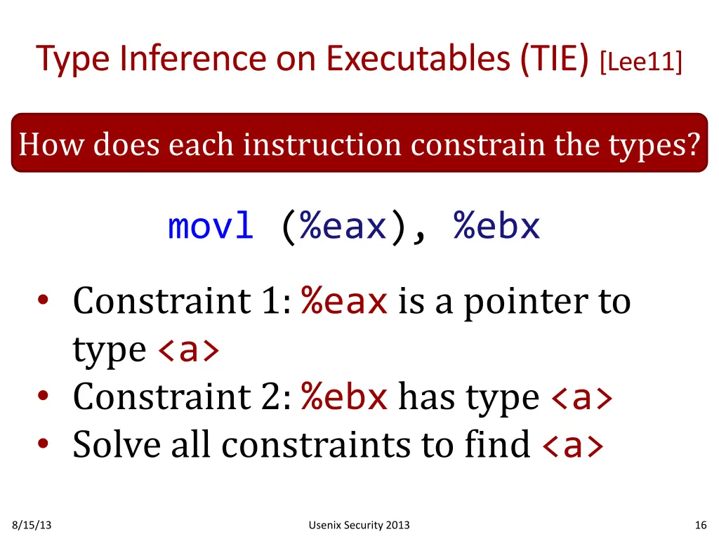 type inference on executables tie lee11