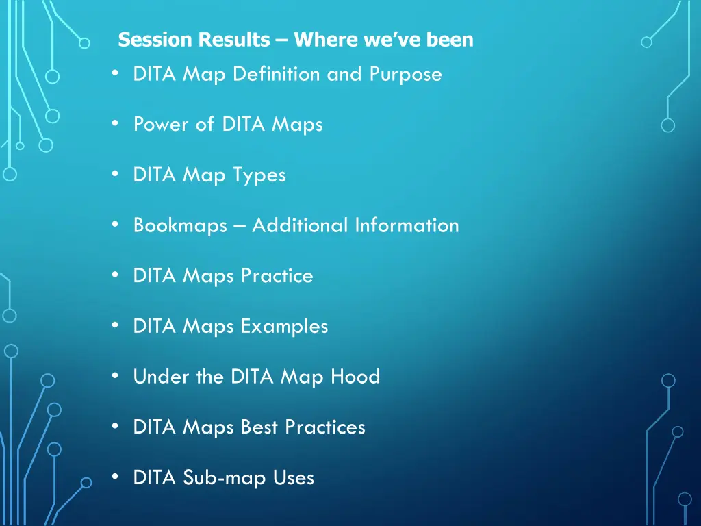 session results where we ve been dita