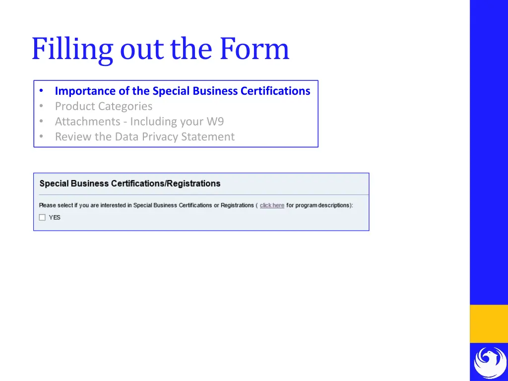 filling out the form