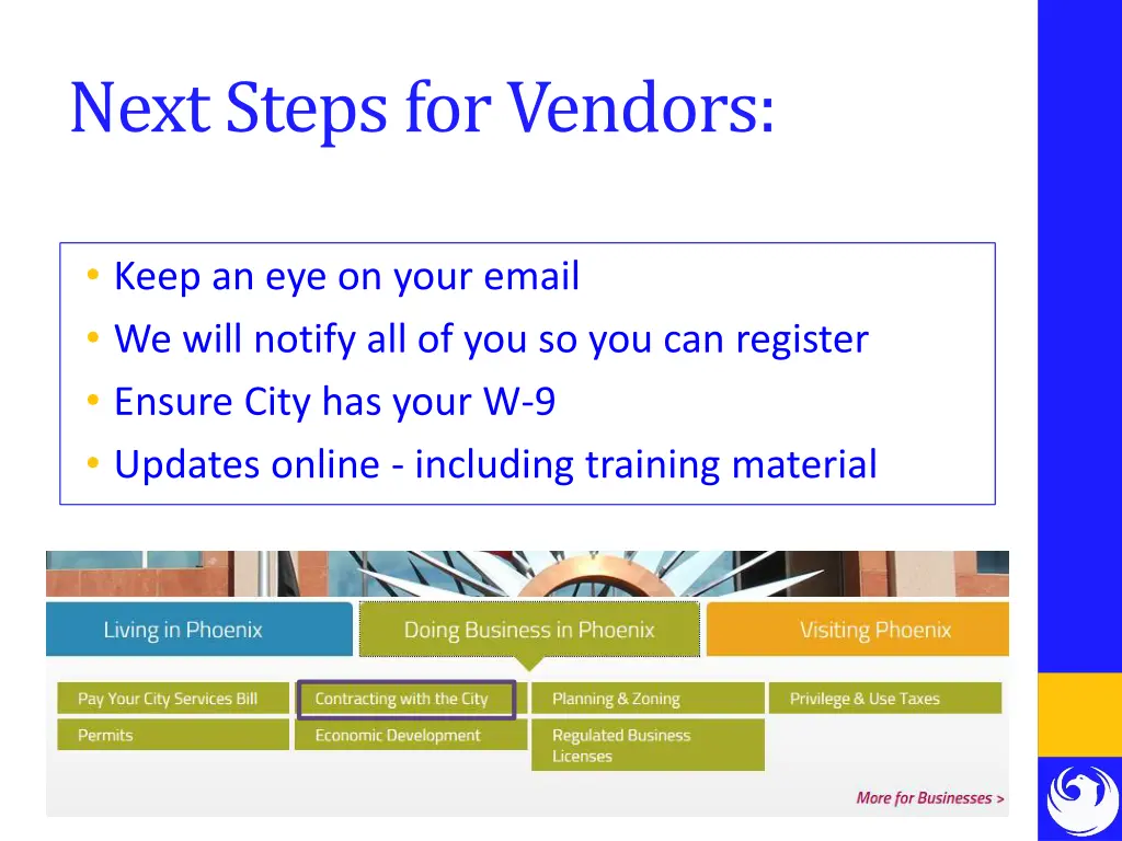 next steps for vendors