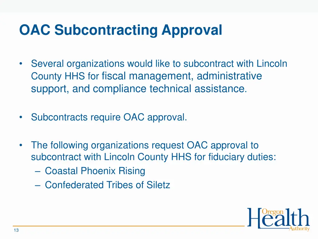oac subcontracting approval