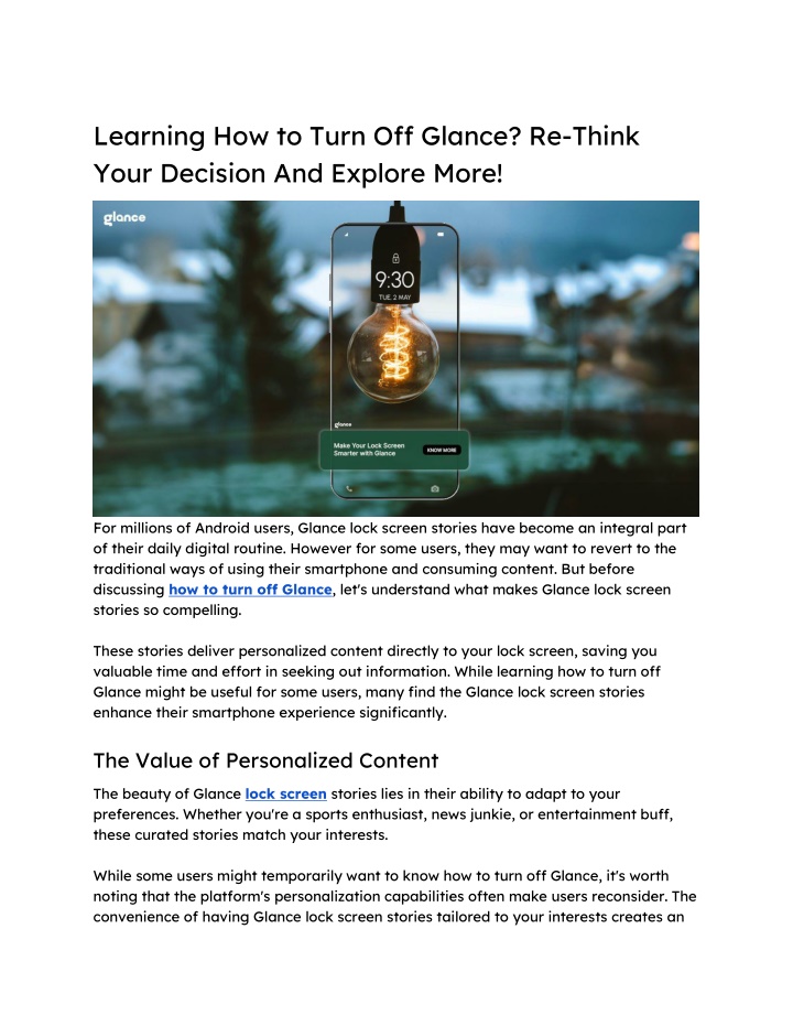 learning how to turn off glance re think your