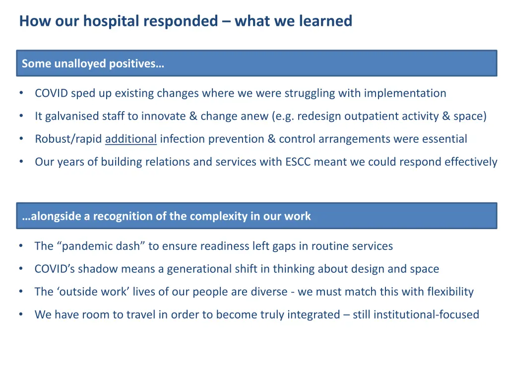 how our hospital responded what we learned