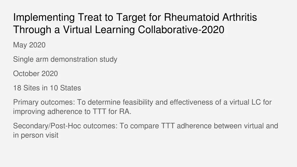 implementing treat to target for rheumatoid