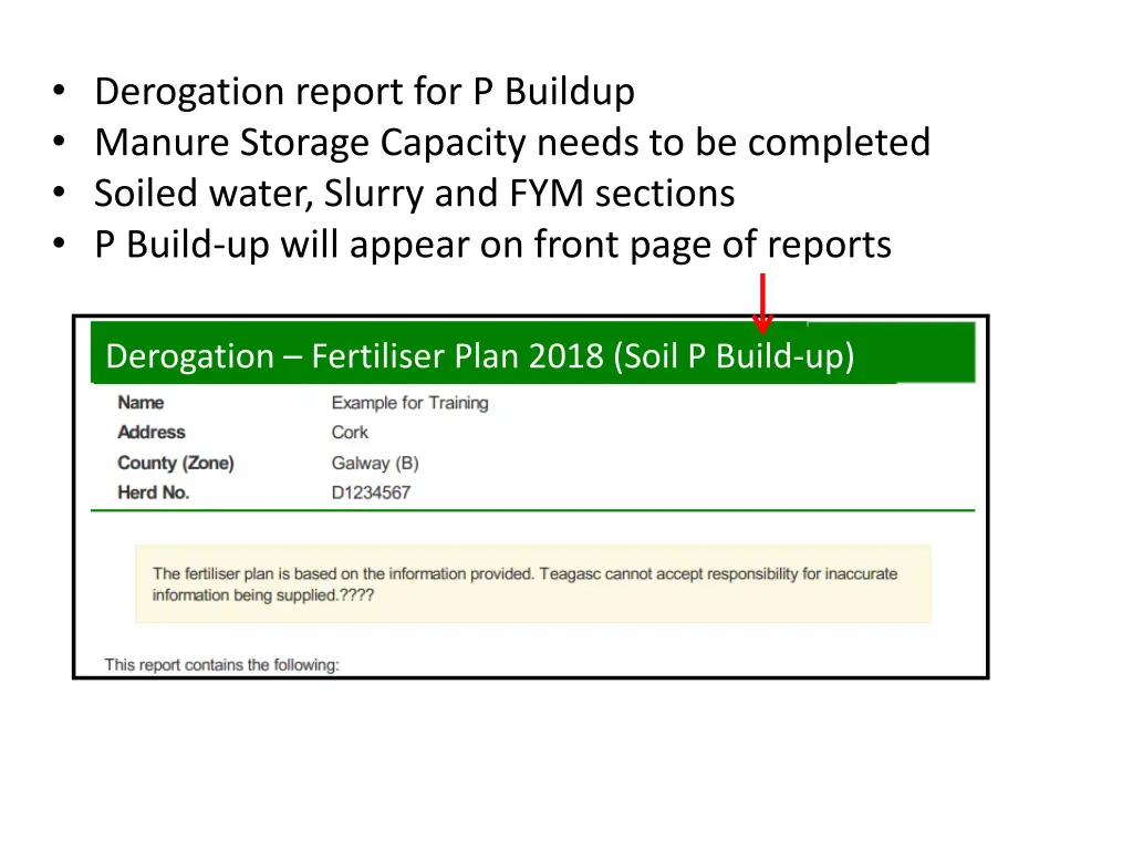 derogation report for p buildup manure storage
