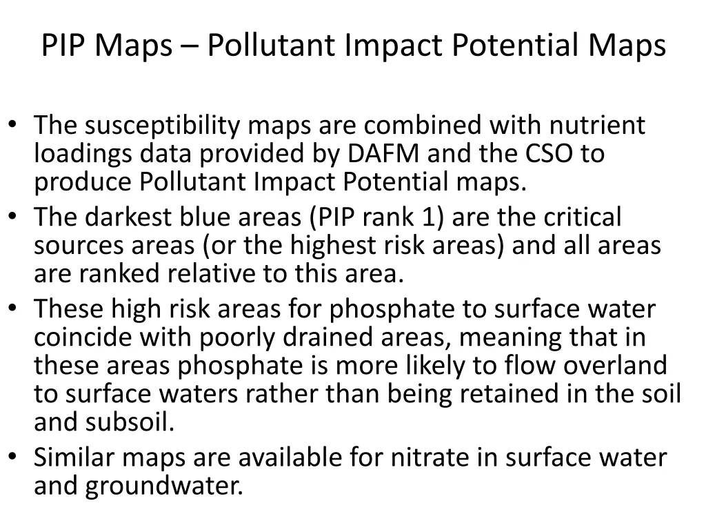 pip maps pollutant impact potential maps