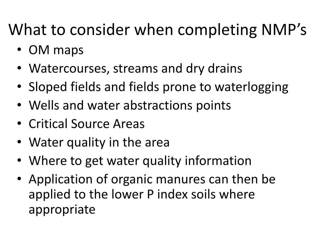 what to consider when completing nmp s om maps