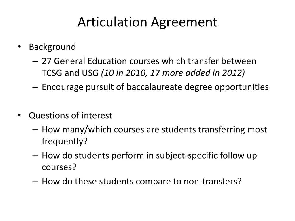 articulation agreement