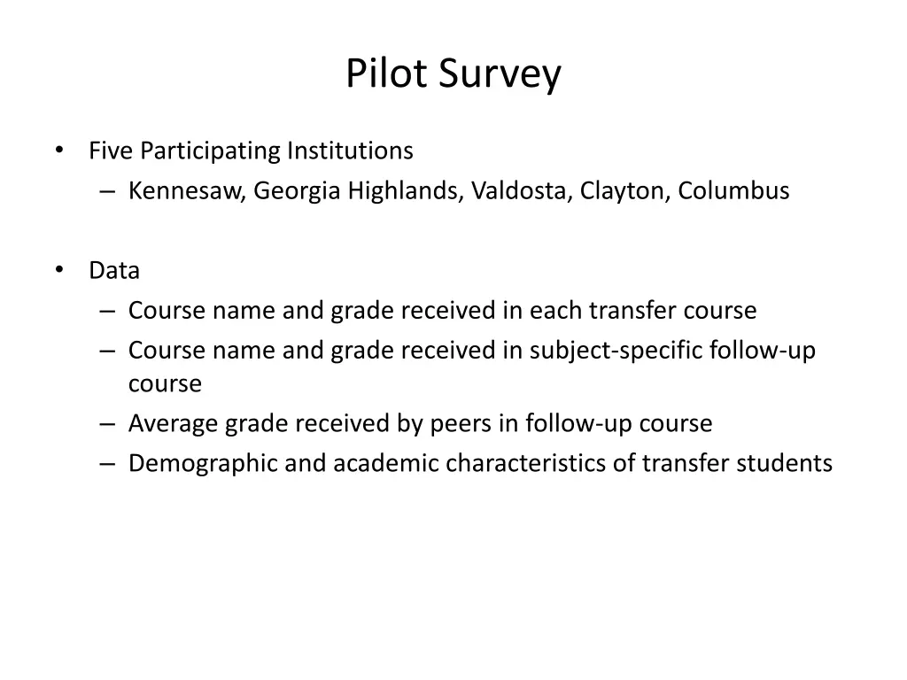 pilot survey