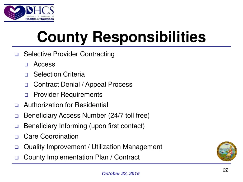 county responsibilities