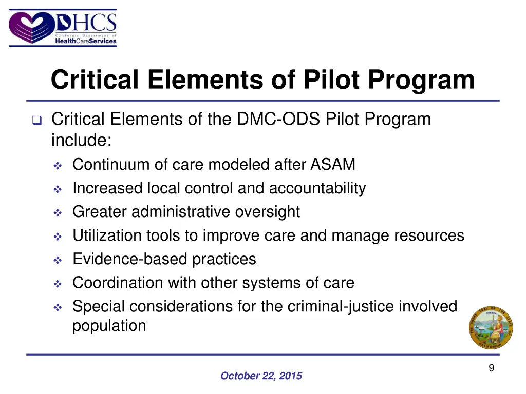 critical elements of pilot program