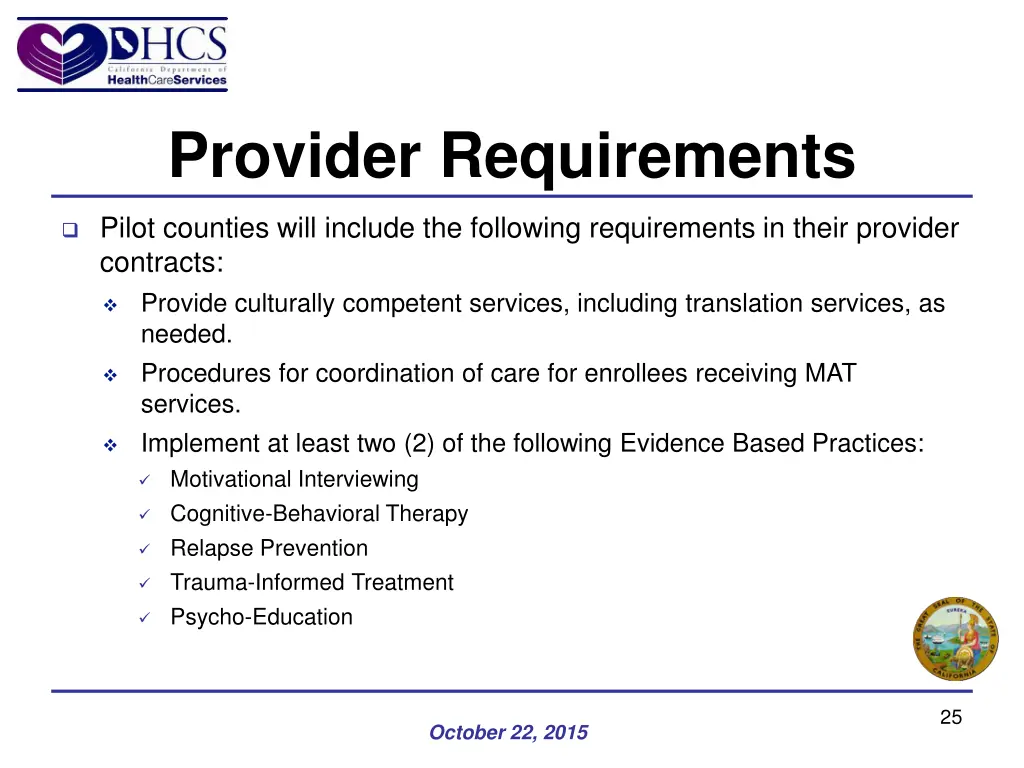 provider requirements